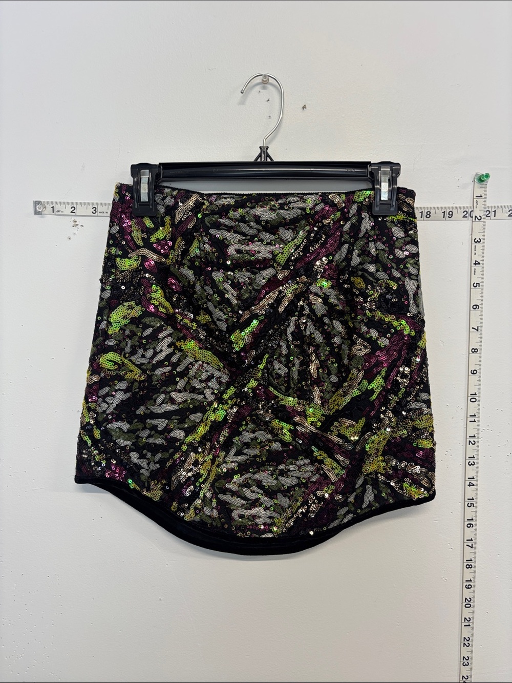 ZARA Sequin Mini Skirt - Black with Multi-Color Sequins - Picture 4 of 8